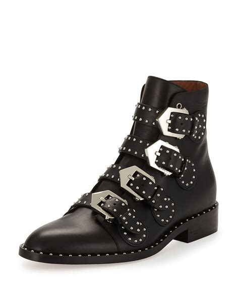 givenchy studded leather buckle ankle boots|givenchy shark boots price.